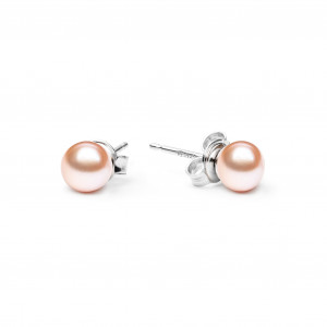 Cercei perle naturale roz piersica 6 mm si argint DiAmanti EFB06-N_P-G (Argint 925‰ 0,45 g.)